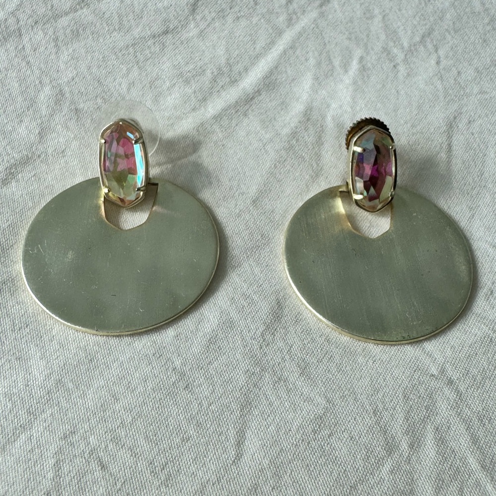 Gold and Pink Gemstone Earrings